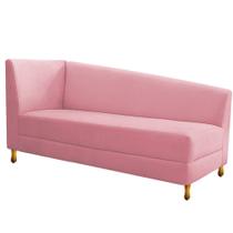 Recamier Divã Valéria 140cm Lado Direito Suede Rosa Bebê- Amarena Móveis