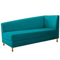 Recamier Divã Valéria 140cm Lado Esquerdo Suede Azul Turquesa - Amarena Móveis