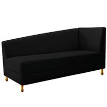 Recamier Divã Valéria 160cm Lado Esquerdo Suede Preto - Amarena Móveis Recamier Divã Valéria 160cm Lado Esquerdo Suede Preto - Amarena Móveis