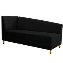 Recamier Divã Valéria 185cm Lado Direito Suede Preto - Amarena Móveis