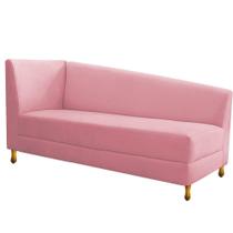 Recamier Divã Valéria 185cm Lado Direito Suede Rosa Bebê - Amarena Móveis