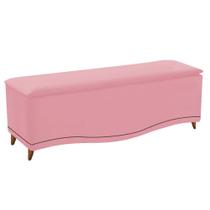 Recamier Divã Yasmim Baú 140 cm Estofado 2 Lugares Casal Para Sala de Estar Quarto Suede Rosa Bebê - Amarena