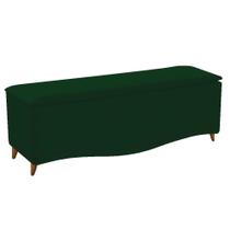 Recamier Divã Yasmim Baú 195 cm Estofado 2 Lugares King Size Para Sala de Estar Quarto Suede Verde - Amarena