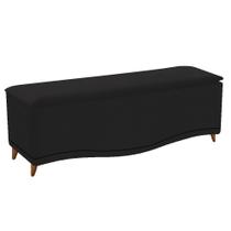 Recamier Divã Yasmim Baú 90 cm Estofado 2 Lugares Solteiro Para Sala de Estar Quarto Suede Preto - Amarena