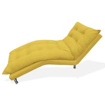 Recamier Espreguiçadeira Decorativa Estofada Diva Suede Amarelo - LM DECOR