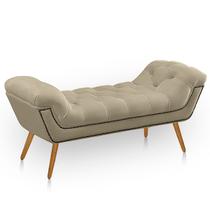 Recamier Estofada Casal King Size Ayla Veludo Bege