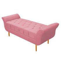 Recamier Estofado Ari 100 cm Solteiro Suede Rosa Bebê - Doce Sonho Móveis Recamier Estofado Ari 100 cm Solteiro Suede Rosa Bebê - Doce Sonho Móveis