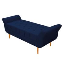 Recamier Estofado Ari 160 cm Queen Size Suede Azul Marinho - Amarena Móveis