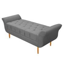 Recamier Estofado Ari 195 cm King Size Suede Cinza - ADJ Decor