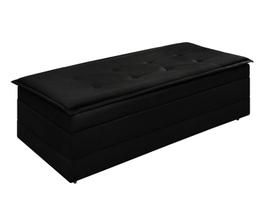 Recamier Estofado Com Espuma D23 que Vira Cama para Quarto De Casal Cor Preto Design Moderno
