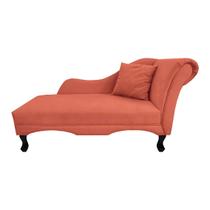 Recamier Estofado Decorativo Olívia Esquerdo de quem Senta Suede Coral - INCASA DECOR