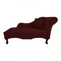 Recamier Estofado Decorativo Olívia Esquerdo de quem Senta Suede Vermelho Bordo - INCASA DECOR