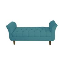 Recamier Estofado Para Hall de Entrada 140 cm Grécia Suede Azul Turquesa - DL DECOR