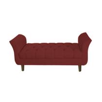 Recamier Estofado Para Hall de Entrada 140 cm Grécia Suede Vermelho Bordo - DL DECOR