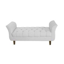 Recamier Estofado Para Sala de Estar 140 cm Grécia Suede Branco - DL DECOR