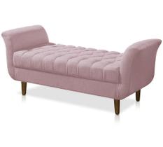 Recamier Estofado Para Sala de Estar 150cm Grécia Suede Rosa Bebe - DL DECOR