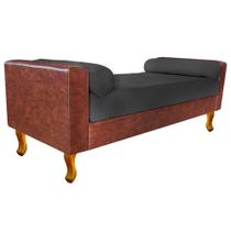 Recamier Félix Casal 140cm Corano Nozes e Linho Chumbo - Doce Sonho Móveis Recamier Félix Casal 140cm Corano Nozes e Linho Chumbo - Doce Sonho Móveis