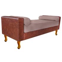 Recamier Félix Solteiro 100cm Sintético Nozes e Linho Rosê - AM Decor