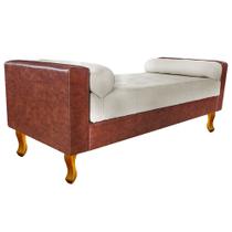 Recamier Félix Solteiro 90cm Corano Nozes e Linho Bege - ADJ Decor