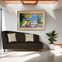 Recamier Heitor 140cm com Almofada Lado Direito Sintético Marrom/Bege