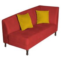 Recamier Heitor 140cm com Almofada Lado Esquerdo Sintético Vermelho/Amarelo