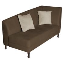 Recamier Heitor 140cm com Almofada Lado Esquerdo Suede Marrom/Bege - Amarena Móveis