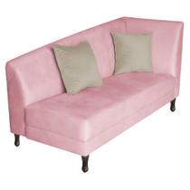 Recamier Heitor 140cm com Almofada Lado Esquerdo Suede Rosa Bebê/Tiffany - Amarena Móveis