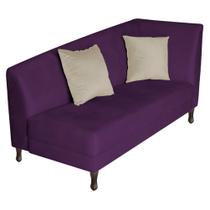 Recamier Heitor 140cm com Almofada Lado Esquerdo Suede Roxo/Bege - Amarena Móveis