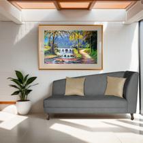 Recamier Heitor 160cm com Almofada Lado Esquerdo Sintético Cinza/Bege