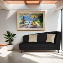 Recamier Heitor 160cm com Almofada Lado Esquerdo Sintético Preto/Bege