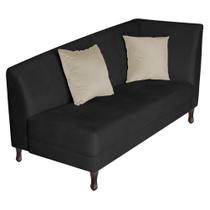 Recamier Heitor 160cm com Almofada Lado Esquerdo Suede Preto/Bege - Amarena Móveis