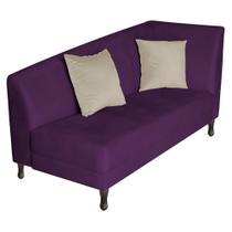 Recamier Heitor 160cm com Almofada Lado Esquerdo Suede Roxo/Bege - Amarena Móveis