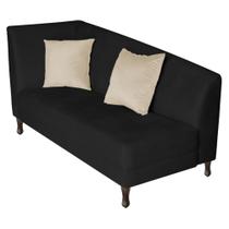 Recamier Heitor 185cm com Almofada Lado Direito Sintético Preto/Bege