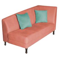 Recamier Heitor 185cm com Almofada Lado Esquerdo Suede Coral/Tiffany - Amarena Móveis