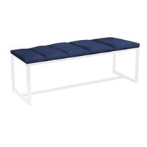 Recamier Industrial Carla 100cm Solteiro Quarto Box Cama Ferro Branco Suede Azul Marinho - Ahz Móveis