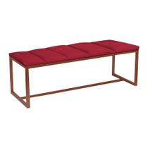 Recamier Industrial Carla 195cm King Size Quarto Box Cama Ferro Bronze Sintético Vermelho - Ahz Móveis