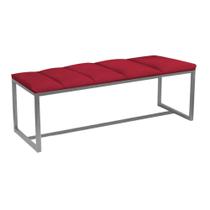 Recamier Industrial Carla 195cm King Size Quarto Box Cama Ferro Cinza Suede Vermelho - Ahz Móveis