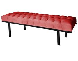 Recamier King Vermelho Suede Liso Base De Metal Preto Barrow Vintage