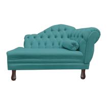 Recamier Larissa Estofado Sala 120 cm Esquerdo De Quem Senta Veludo Azul Turquesa - MB DECOR