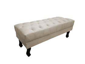 Recamier Luis Xv Capitonê Retrô 100cm Couro Bege Pés Madeira Mz Decor Recamier Luis Xv Capitonê Retrô 100cm Couro Bege Pés Madeira Mz Decor