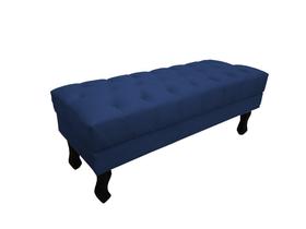 Recamier Luis Xv Capitonê Retrô 100cm Suede Azul Marinho Pés Madeira Mz Decor Recamier Luis Xv Capitonê Retrô 100cm Suede Azul Marinho Pés Madeira Mz Decor