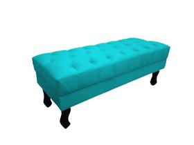 Recamier Luis Xv Capitonê Retrô 100cm Suede Azul Turquesa Pés Madeira Mz Decor Recamier Luis Xv Capitonê Retrô 100cm Suede Azul Turquesa Pés Madeira Mz Decor