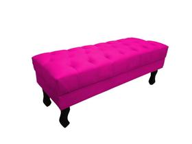 Recamier Luis Xv Capitonê Retrô 120cm Couro Rosa Pink Pés Madeira Mz Decor