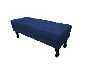 Recamier Luis Xv Capitonê Retrô 120cm Suede Azul Marinho Pés Madeira Ms Decor