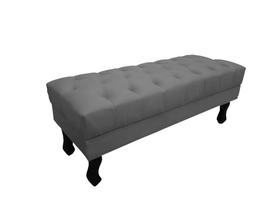 Recamier Luis Xv Capitonê Retrô 120cm Suede Cinza Pés Madeira Mz Decor