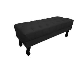 Recamier Luis Xv Capitonê Retrô 120cm Suede Preto Pés Madeira Mz Decor