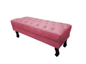 Recamier Luis Xv Capitonê Retrô 120cm Suede Rosa Pés Madeira Ms Decor