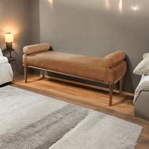 Recamier Puff 2 Lugares Moderno Madeira Eucalipto Pés em Madeira Maciça material sintético Berlim 150cm Recamier Puff 2 Lugares Moderno Madeira Eucalipto Pés em Madeira Maciça material sintético Berlim 150cm