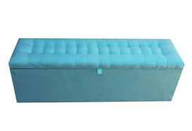 Recamier puff baú beira de cama 1,38 100% mdf - azul tiffany