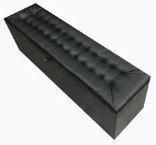 Recamier puff baú decorativo - 1,20 cm - preto - material sintético